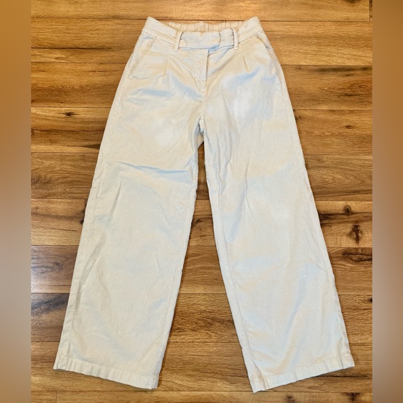 American Eagle 00 Corduroy Off Cream Off White Baggy Wide Leg Stretch - Picture 2 of 12